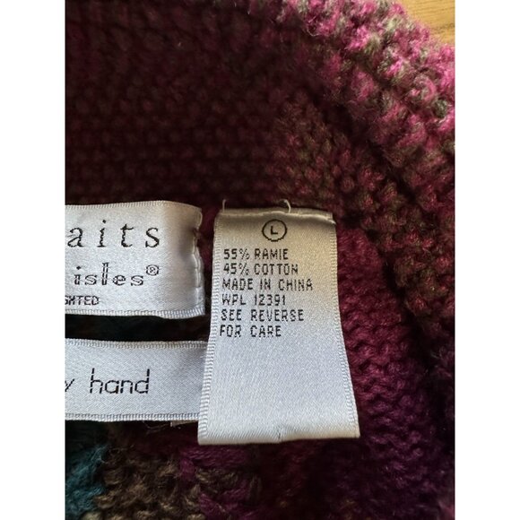 Northern Isles Portraits Hand Knit Button Cardigan Sweater Cottage Women Size L - Picture 4 of 13